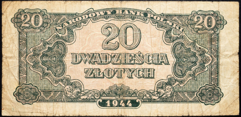 Poland, 20 Zlotych 1944 Poland, 20 Zlotych 1944; VG

Grade: VG