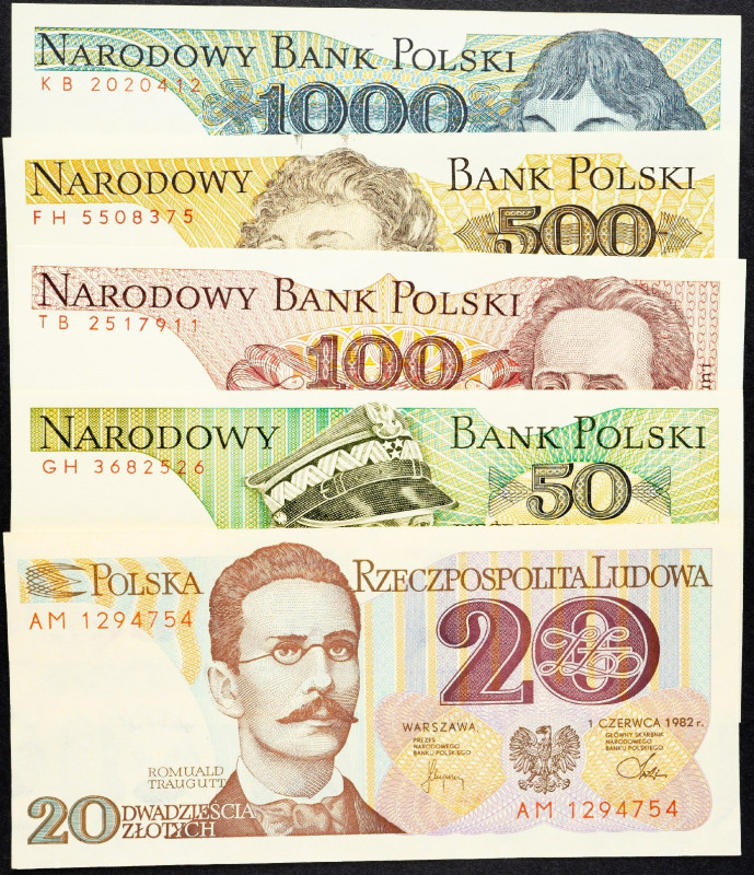 Poland, 20, 50, 100, 500, 1000 Zlotych 1982, 1988 Poland, 20, 50, 100, 500, 1000...