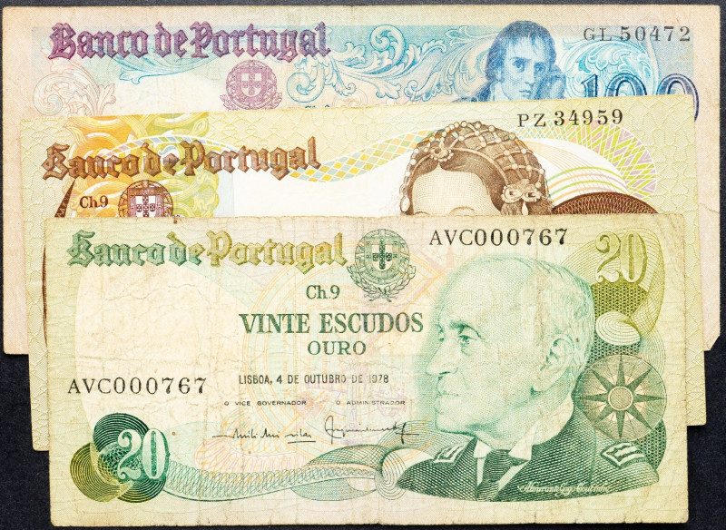 Portugal, 20, 50, 100 Escudos Ouro 1978, 1980 Portugal, 20, 50, 100 Escudos Ouro...