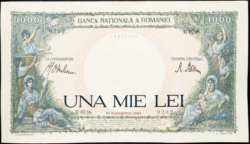 Romania, 1000 Lei 1941 Romania, 1000 Lei 1941; aUNC

Grade: aUNC