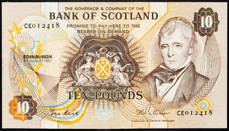 Scotland, 10 Pounds 1987 Scotland, 10 Pounds 1987; VG

Grade: VG