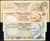 Turkey, 5, 20, 50 Lirasi 1976, 1979, 1976