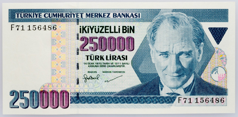 Turkey, 250000 Lira 1998-2001 Turkey, 250000 Lira 1998-2001; aUNC

Grade: aUNC