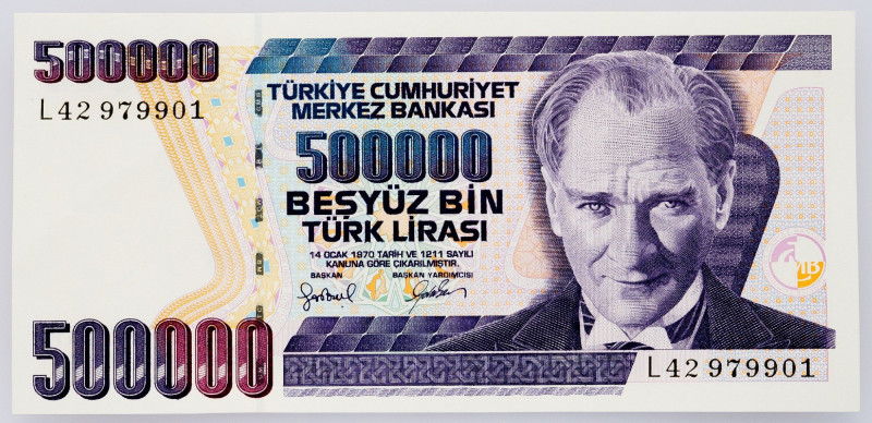Turkey, 500000 LIra 2000-2002 Turkey, 500000 LIra 2000-2002; aUNC

Grade: aUNC