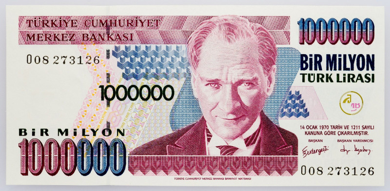 Turkey, 1000000 Lira 2002 Turkey, 1000000 Lira 2002; UNC

Grade: UNC