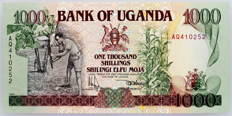 Uganda, 1000 Shillings 1991 Uganda, 1000 Shillings 1991; UNC

Grade: UNC