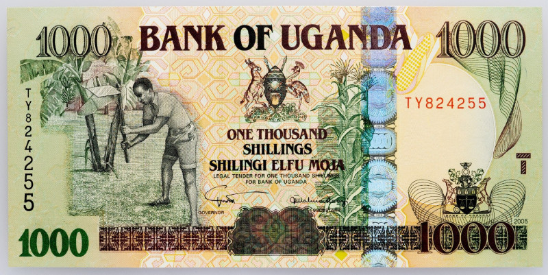 Uganda, 1000 Shillings 2005 Uganda, 1000 Shillings 2005; UNC

Grade: UNC