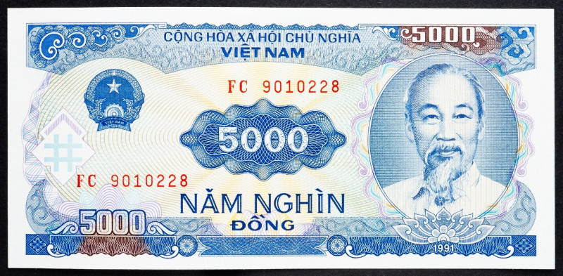 Vietnam, 5000 Dong 1991 Vietnam, 5000 Dong 1991; UNC

Grade: UNC