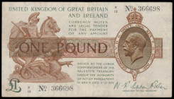 One Pound Warren Fisher T24 issued 1919 last series X/13 366698 VF
