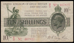 Ten Shillings Warren Fisher T26 issued 1919 E/3 467827 (No. with dash), Fine