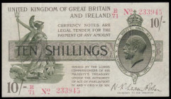 Ten Shillings Warren Fisher T26 issued 1919 E/71 233945 (No. with dash), VF