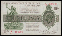 Ten Shillings Warren Fisher T30 issued 1922 N/74 108703, EF or better a faint stain reverse