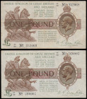 One Pound Warren Fisher T31 issued 1923 (2), G1/59 252068 nVF some fain stains and H1/52 768007 VF