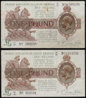 One Pound Warren Fisher T31 issued 1923 (2), N1/80 596338 VF some fain stains and N1/66 111731 VF