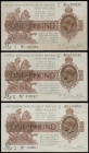 One Pound Warren Fisher T31 issued 1923 (3), prefixes H1/52, J1/97 and K1/17 all VF with some stains