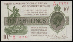 Ten Shillings Warren Fisher T33 issued 1927 last series W/59 571734, Northern Ireland in title, EF or better
