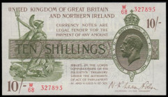 Ten Shillings Warren Fisher T33 issued 1927 last series W/68 327895, Northern Ireland in title, EF or better