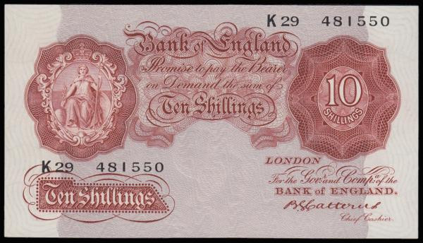 Ten Shillings Catterns 1930 B223 Last Series K29 481550 Good VF