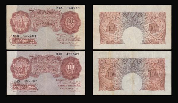 Ten Shillings Catterns B223 (4) prefix N68 Fine, N74 VF, R14 VF and U48 Fine