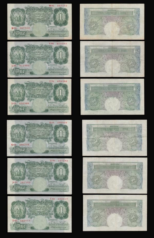 One Pound Catterns B225 issued 1930 (9) average VF mid prefixes