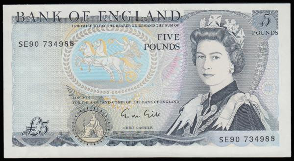 Five Pounds Gill Duke of Wellington B353 issued 1988 last run from circulation S...