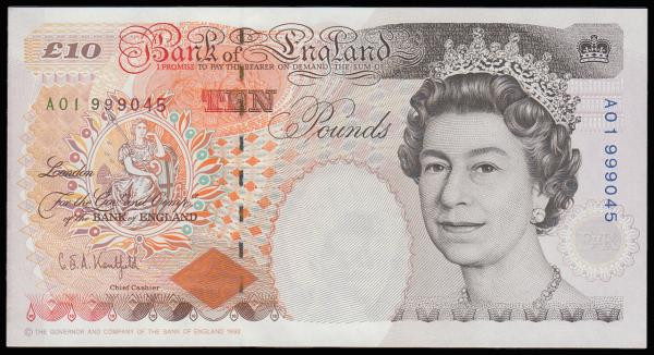 Ten Pounds Kentfield B366 issued 1992 first run A01 999048 AU