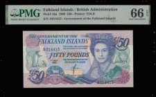 Falkland Islands 50 Pounds 1 July 1990 Pick 16a PMG 66 EPQ