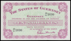 Guernsey 10 Shillings dated 1st July 1966, prefix 22/O, Pick42c, Unc