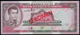 Haiti 500 Gourdes SPECIMEN 2003 Letters "BRH" as registration device on both sides P-270bs,Serial No G00000 UNC