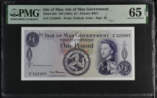 Isle of Man 1 Pound (1961) signed Stallard Pick 25b Gem Uncirculated PMG 65 EPQ and scarce in this high grade