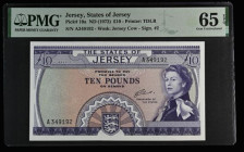 Jersey 10 Pounds (1972) Pick 10a Gem Uncirculated PMG 65 EPQ desirable thus