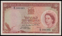 Rhodesia and Nyasaland 10 Shillings 19th June 1959 Good VF/EF, Pick 20a