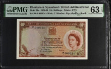 Rhodesia and Nyasaland 10 Shillings 3rd April 1953 W/1 000024 PMG 63 EPQ Pick 20a. W/1 is the first series of this issue so this is just the 24th note...