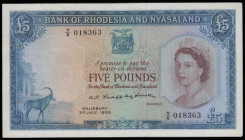 Rhodesia and Nyasaland 5 Pounds Salisbury 3rd July 1959 Good Very Fine and seldom seen in this pleasing grade Pick 22a ex NGC Choice Very Fine 35 "Clo...