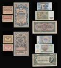 Russia (10) 3 Rubles (1905) (2) Pick 9b VF and 9c GEF, 10 Rubles (1909) Pick 11b and 11c VF, 5 Rubles (1909) Pick 35a VF pinholes, 20 Rubles Pick 38 a...