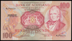 Scotland Bank of Scotland 100 Pounds dated 9th February 1994, series A389979 Pick 118A AU and seldom offered