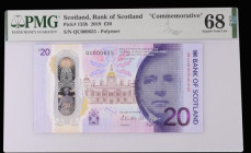 Scotland Bank of Scotland 20 Pounds 2019 Polymer series QC000655 Pick 133b Superb Gem Unc PMG 68 EPQ