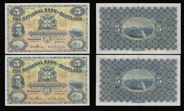 Scotland National Bank of Scotland 5 Pounds 1.12.1955 (4) average VF