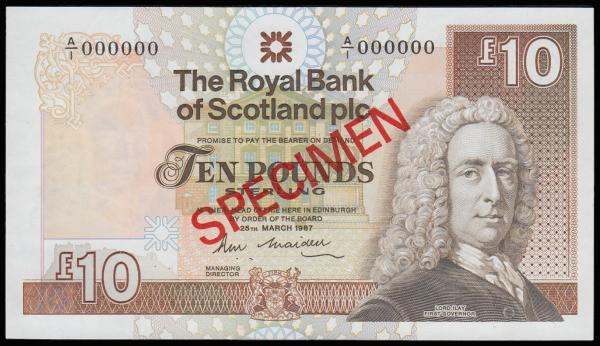 Scotland The Royal Bank of Scotland plc 10 Pounds 25 March 1987 Pick 348s signat...