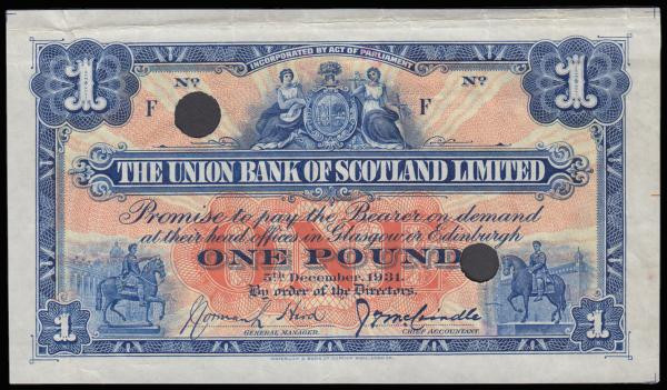 Scotland The Union Bank of Scotland Limited 1 Pound SPECIMEN PROOF similar to Pi...