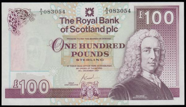 Scotland, The Royal Bank of Scotland PLC &pound;100 20th December 2007 Pick 350d...