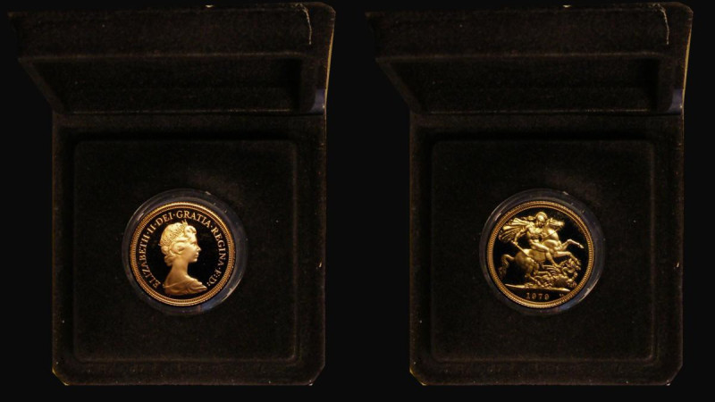 Sovereign 1979 S.SC1 Gold Proof, a hint of toning, otherwise FDC in the Royal Mi...