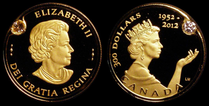 Canada 300 Dollars 2012 Queen Elizabeth II Diamond Jubilee .999 Gold Proof with ...