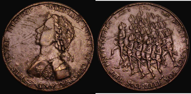 Rebels Retreat to Scotland 1745 35mm diameter, Obverse: Bust left HIS ROYAL HIGH...