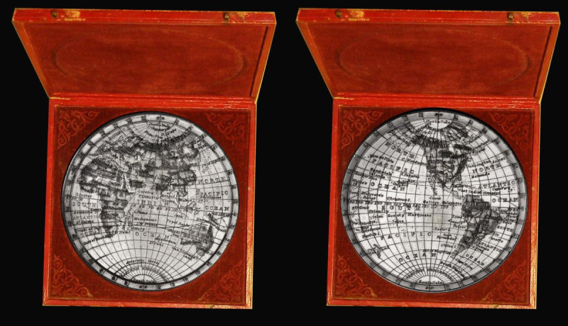 Map of the World : Eastern and Western Hemispheres (c.1820) 74mm diameter undate...