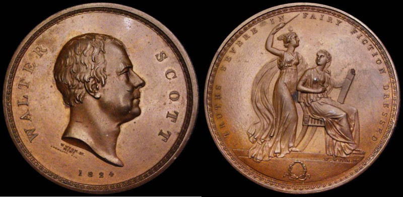 Sir Walter Scott 1824 53mm diameter in copper by W. Wyon, Obverse: Bare head of ...