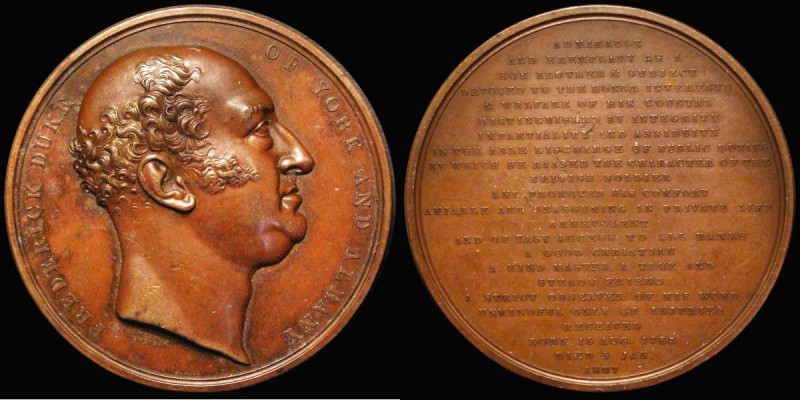 Death of the Duke of York 1827 60mm diameter in copper by B. Pistrucci, Obverse:...