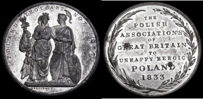 The Polish Association 1833 41mm diameter in White Metal by T. Halliday, Obverse...