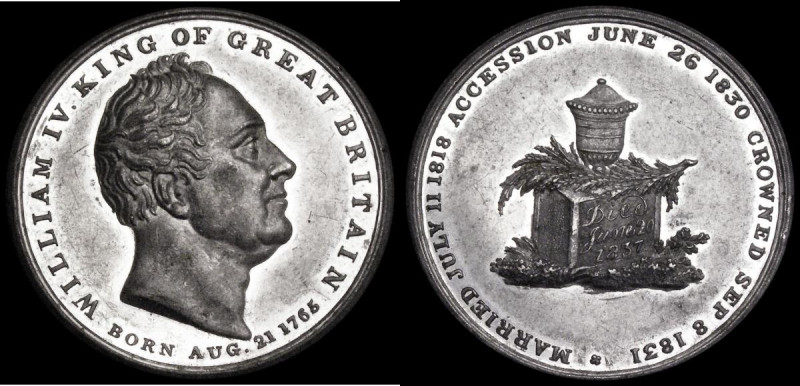 Death of William IV 1837 38mm diameter in White Metal by T. Halliday, Obverse: B...