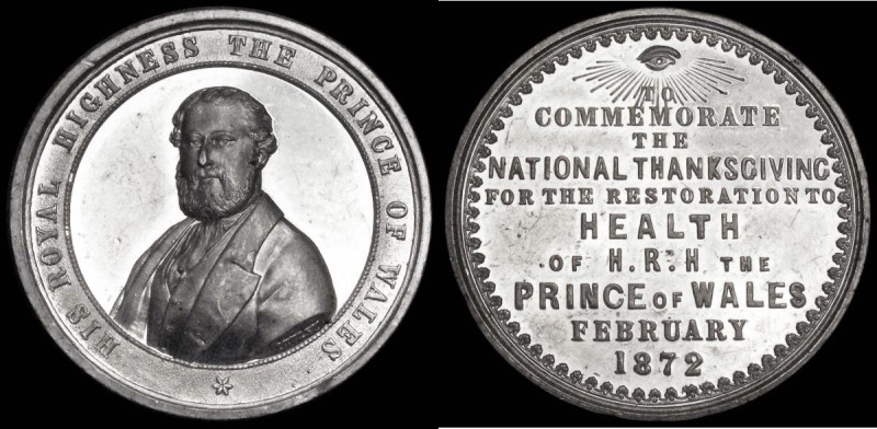 Recovery of the Prince of Wales From Typhoid 1872, 45mm diameter in White Metal,...